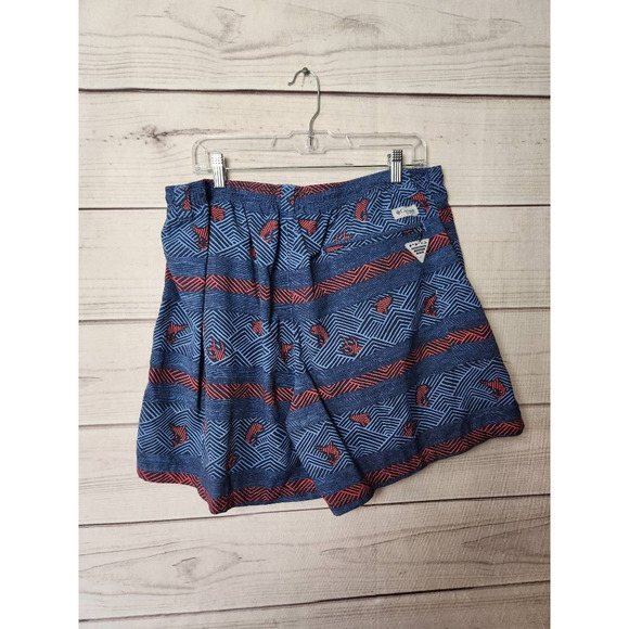 Columbia Men Trunks Swim Shorts Blue Stripe Fish Print Drawstring Mesh Lined XXL - Picture 2 of 7